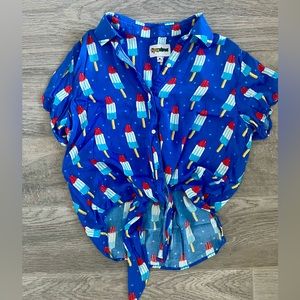 Tipsy Elves 4th of July Shirt Patriotic Women Button Down Shirt - USA popsicles